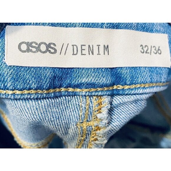 Asos Denim High Waist Jeans Womens Size 32 Medium Wash Stretch Skinny - Picture 4 of 6